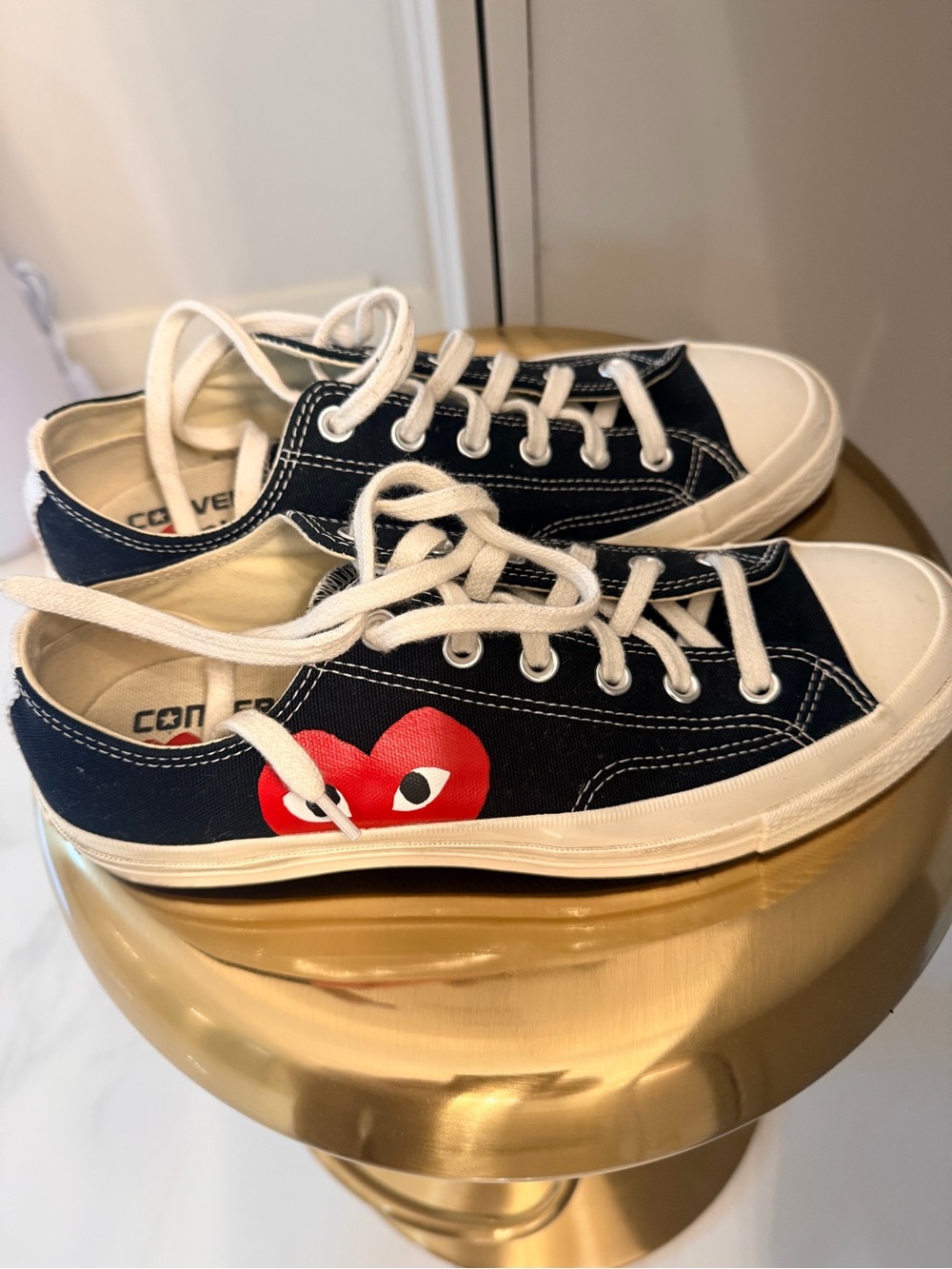 Comme des Garçons PLAY x Converse Chuck 70 Low Black Red Heart Sneakers Size 8